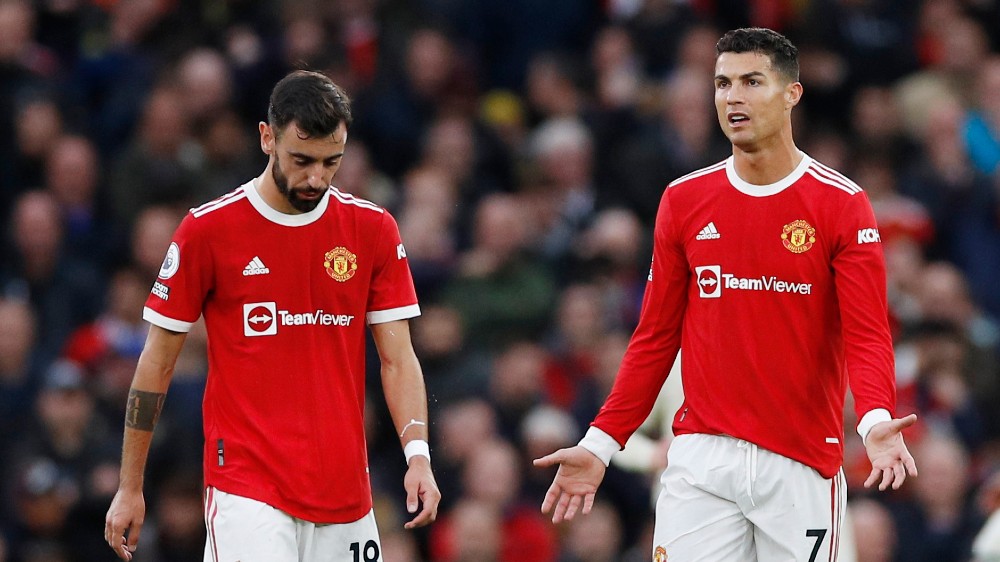 Bruno Fernandeš i Kristijano Ronaldo (©Reuters)
